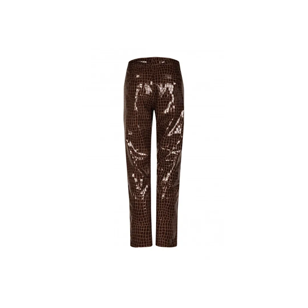 Croc Leather Jeans coffee brown