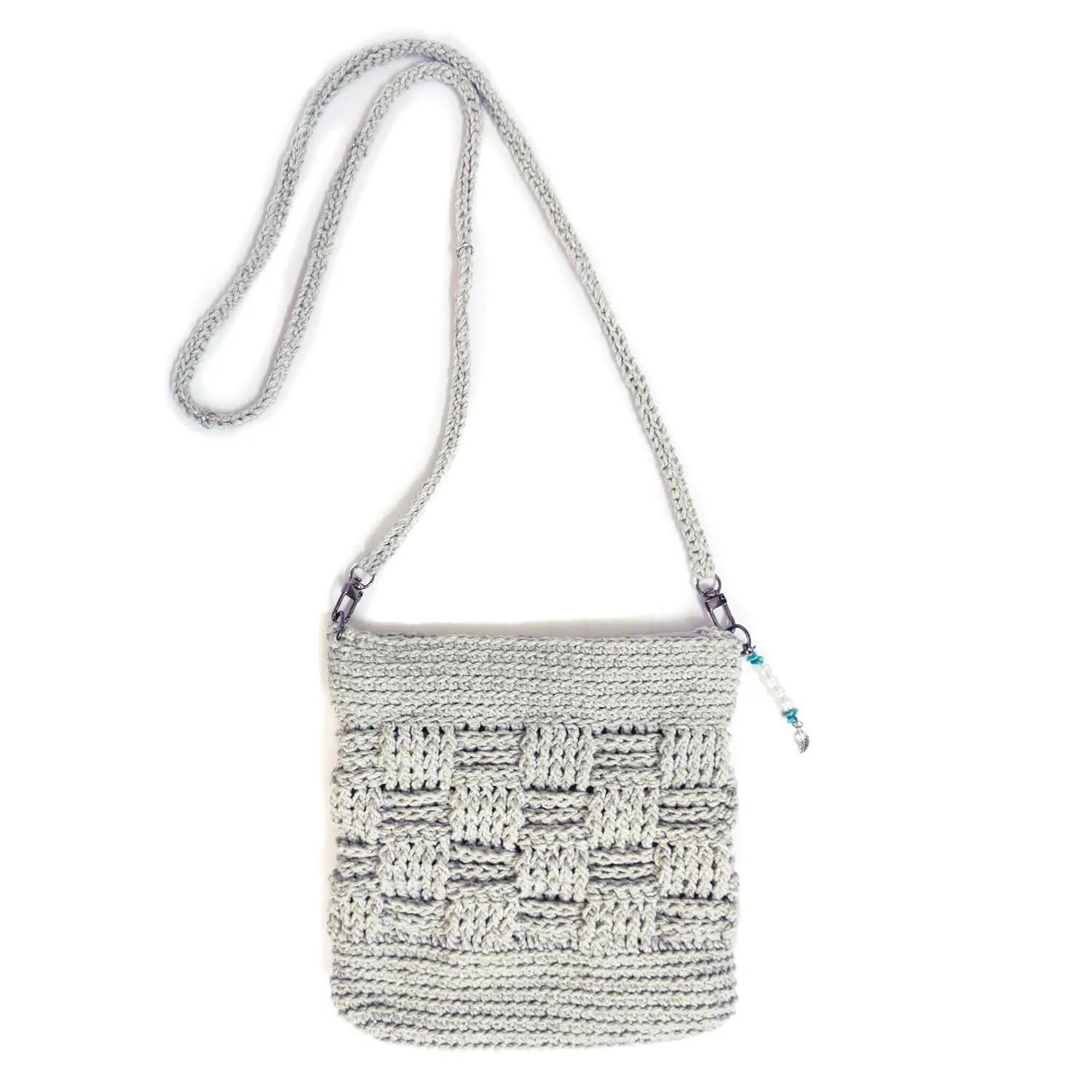 Crochet Mini Bag - Handmade Crochet Cotton Yarn Crossbody Bag - Includes Free Custom Name Tag Keychain - Crochet Small Bag - Phone Bag