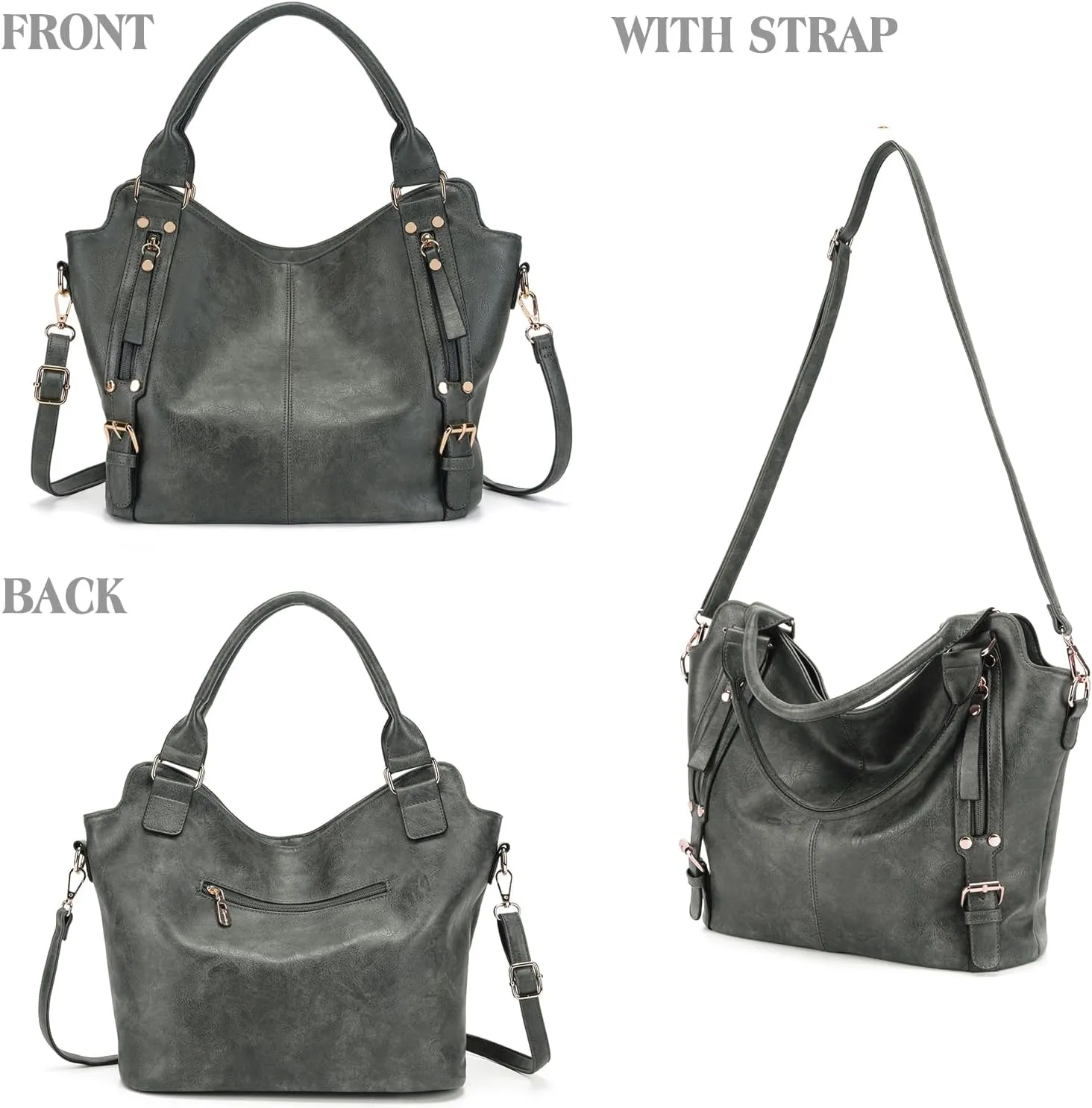 Crossbody Bags for Women Large Hobo Purse PU Leather Shoulder Handbag Ladies Tote Wallet Set 2PCS