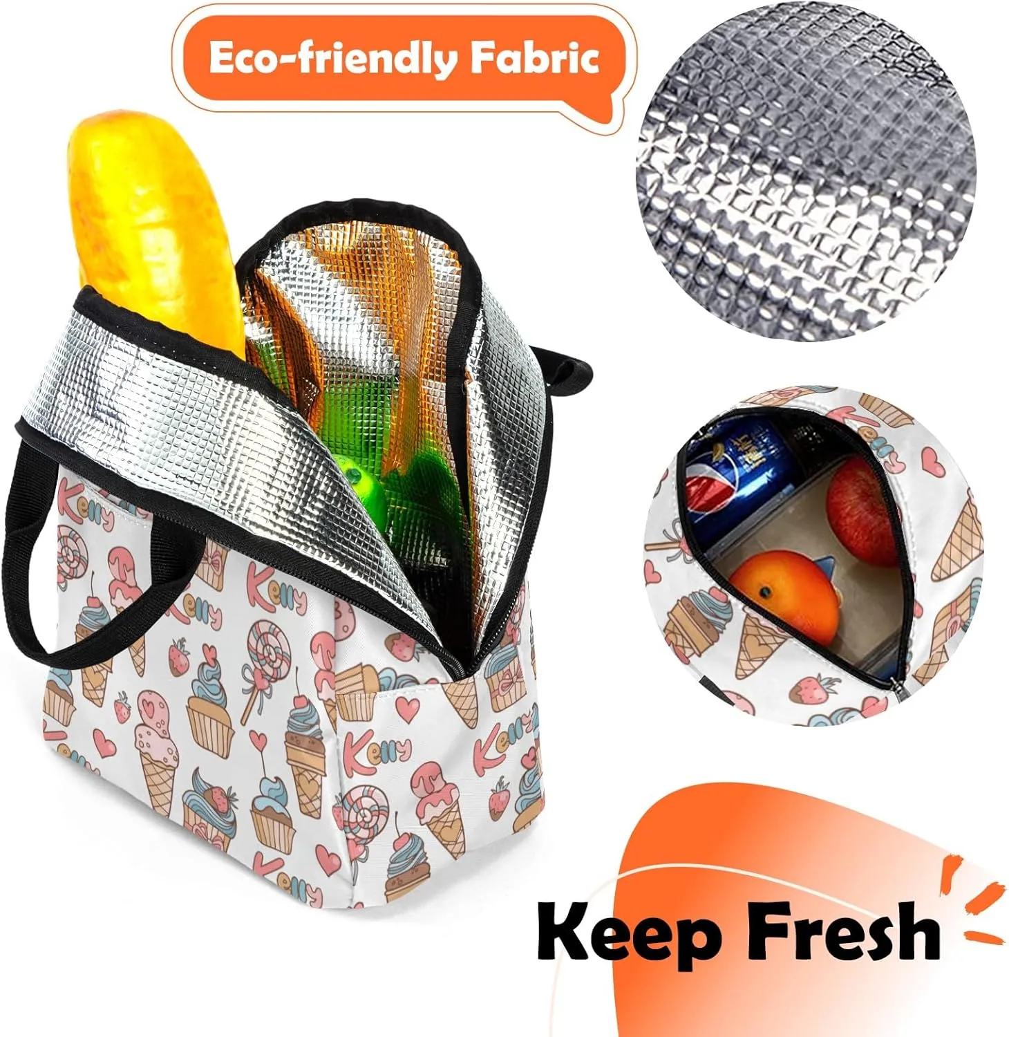 Custom Backpack for Girls, Lightweight Backpack Set with Lunch Bag and Pencil Case 3 pcs, Schoolbag for Elementary Junior High School Students 6-8 10-12 14-16