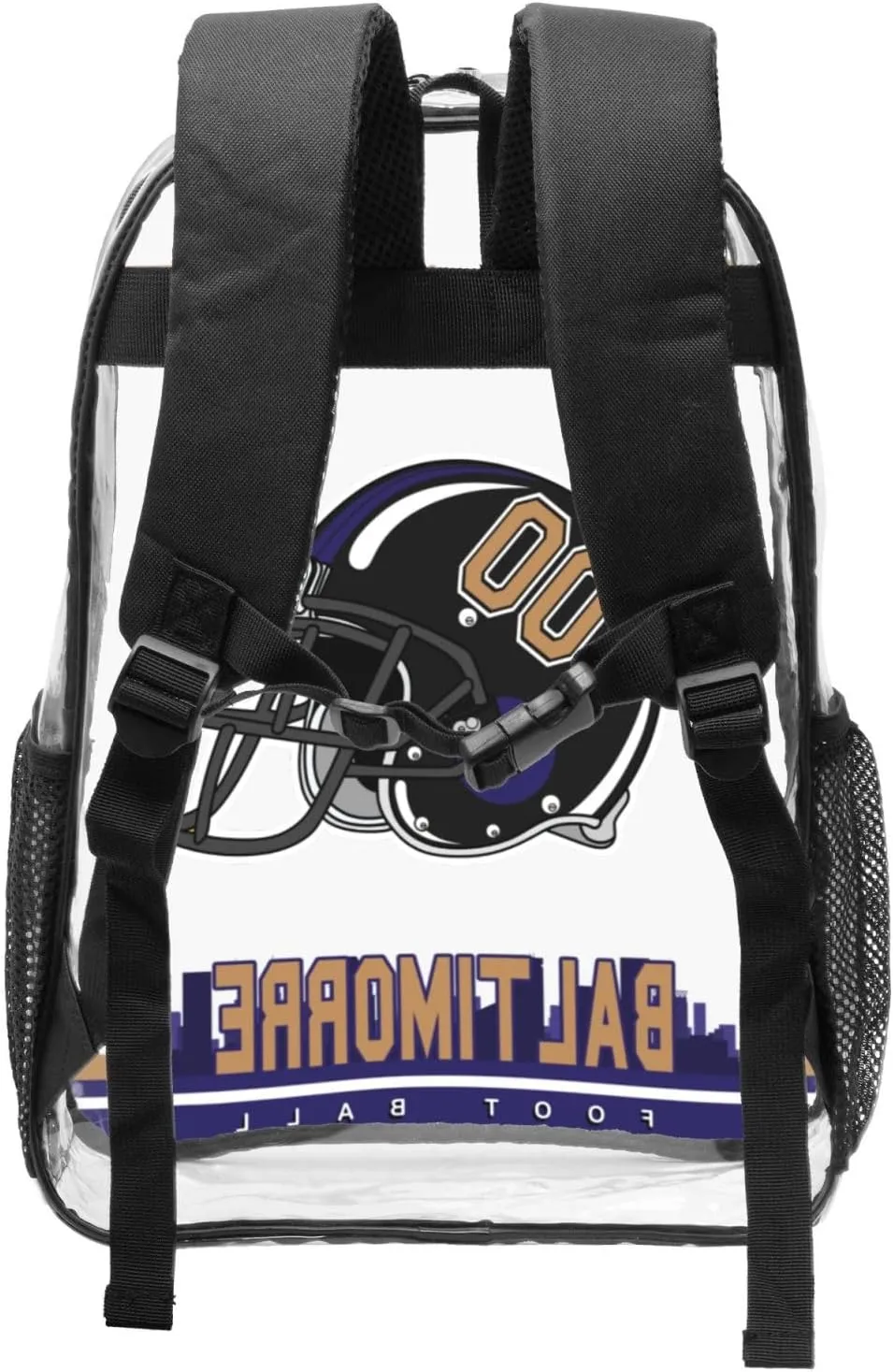 Custom Baltimorre Backpack Personalized Clear Backpack With Name And Number，Large Capacity Transparent Laptop Bag Football Style Casual Daypack Gifts For Men Women Fans