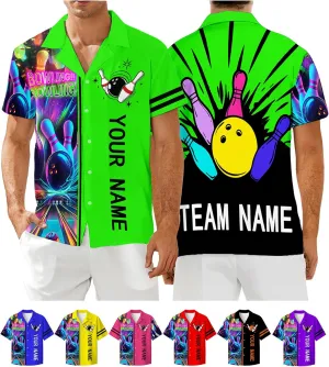 Custom Bowling Shirts for Men with Name, Personalized Retro Bowling Jersey Unisex Vintage Shirt Customizable Team Gifts