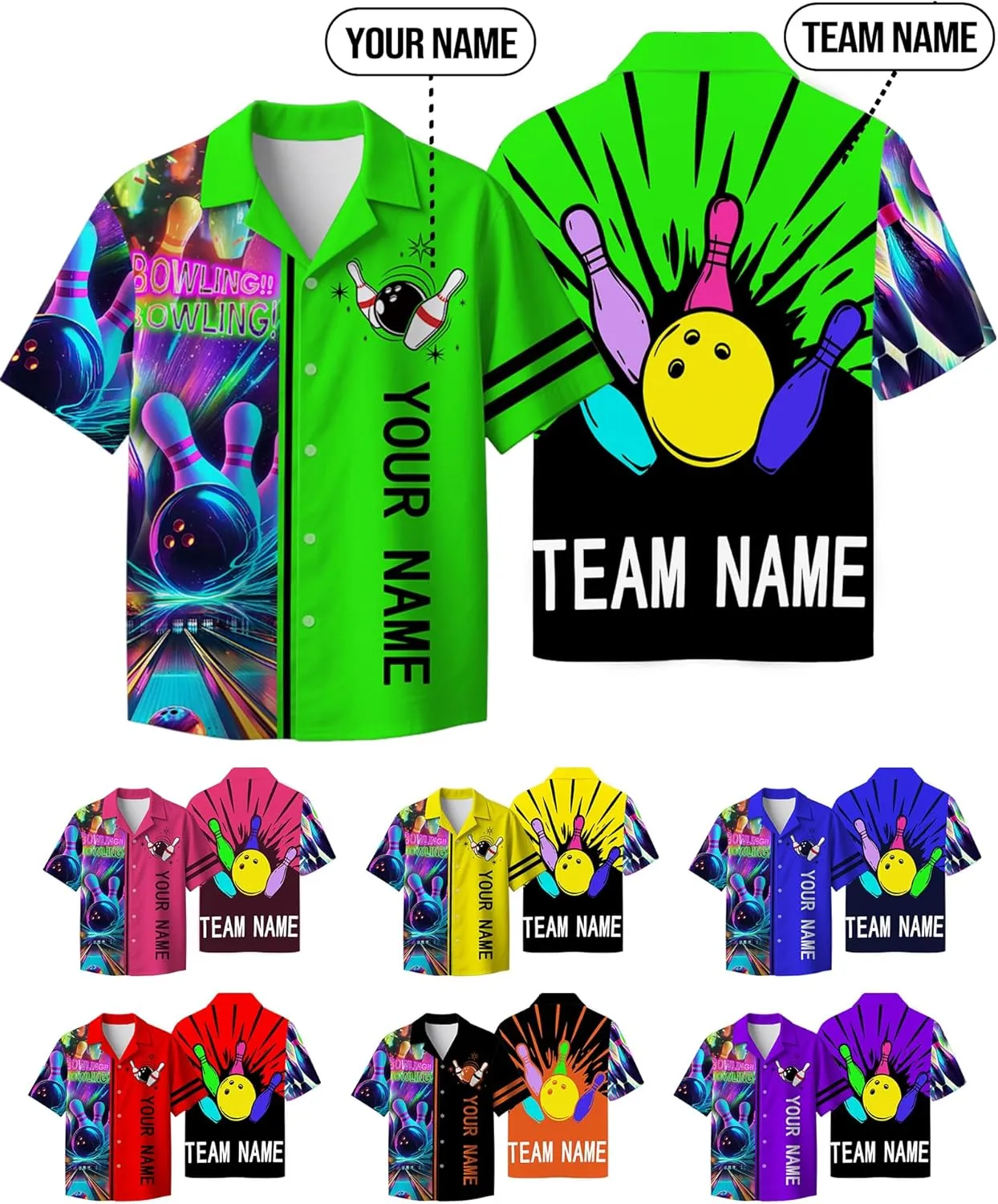 Custom Bowling Shirts for Men with Name, Personalized Retro Bowling Jersey Unisex Vintage Shirt Customizable Team Gifts
