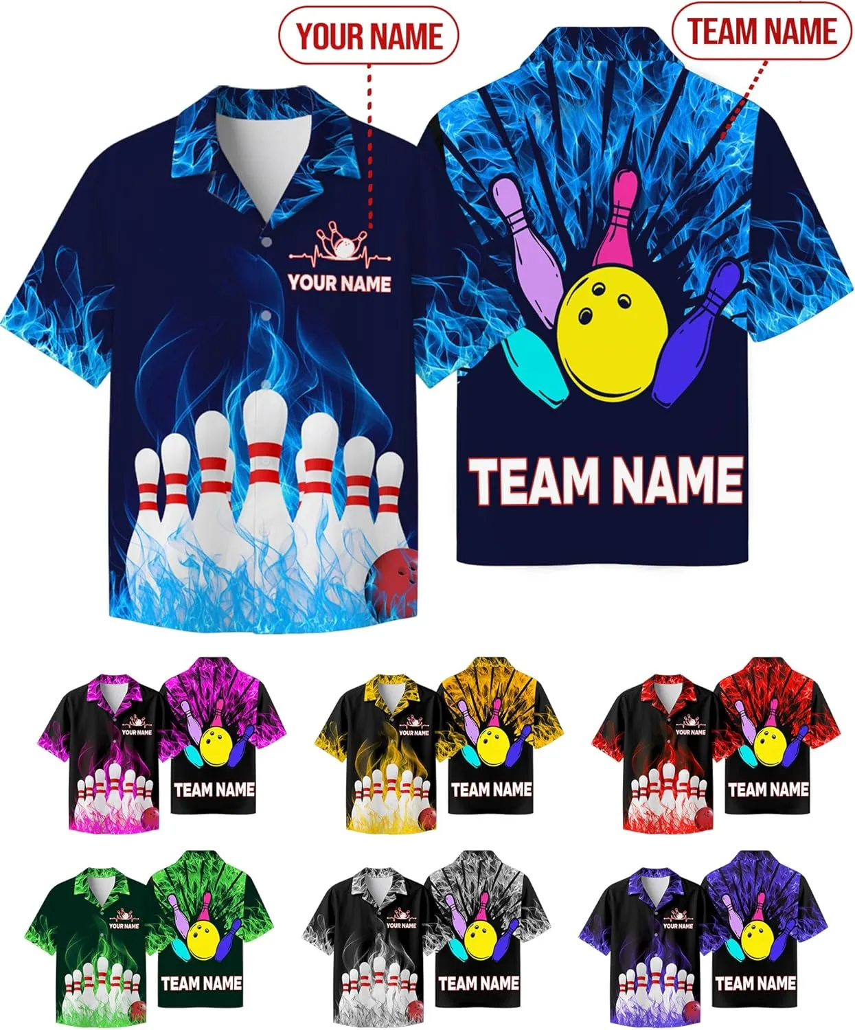 Custom Bowling Shirts for Men with Name, Personalized Retro Bowling Jersey Unisex Vintage Shirt Customizable Team Gifts