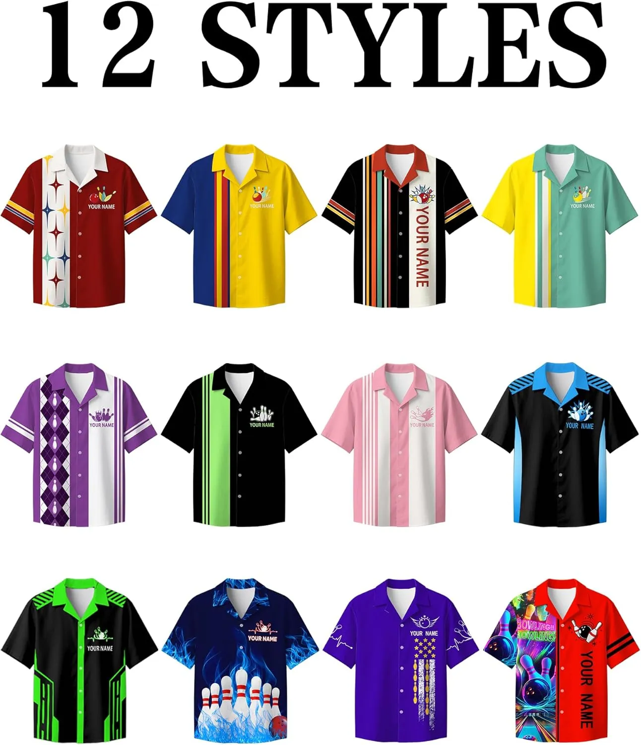 Custom Bowling Shirts for Men with Name, Personalized Retro Bowling Jersey Unisex Vintage Shirt Customizable Team Gifts