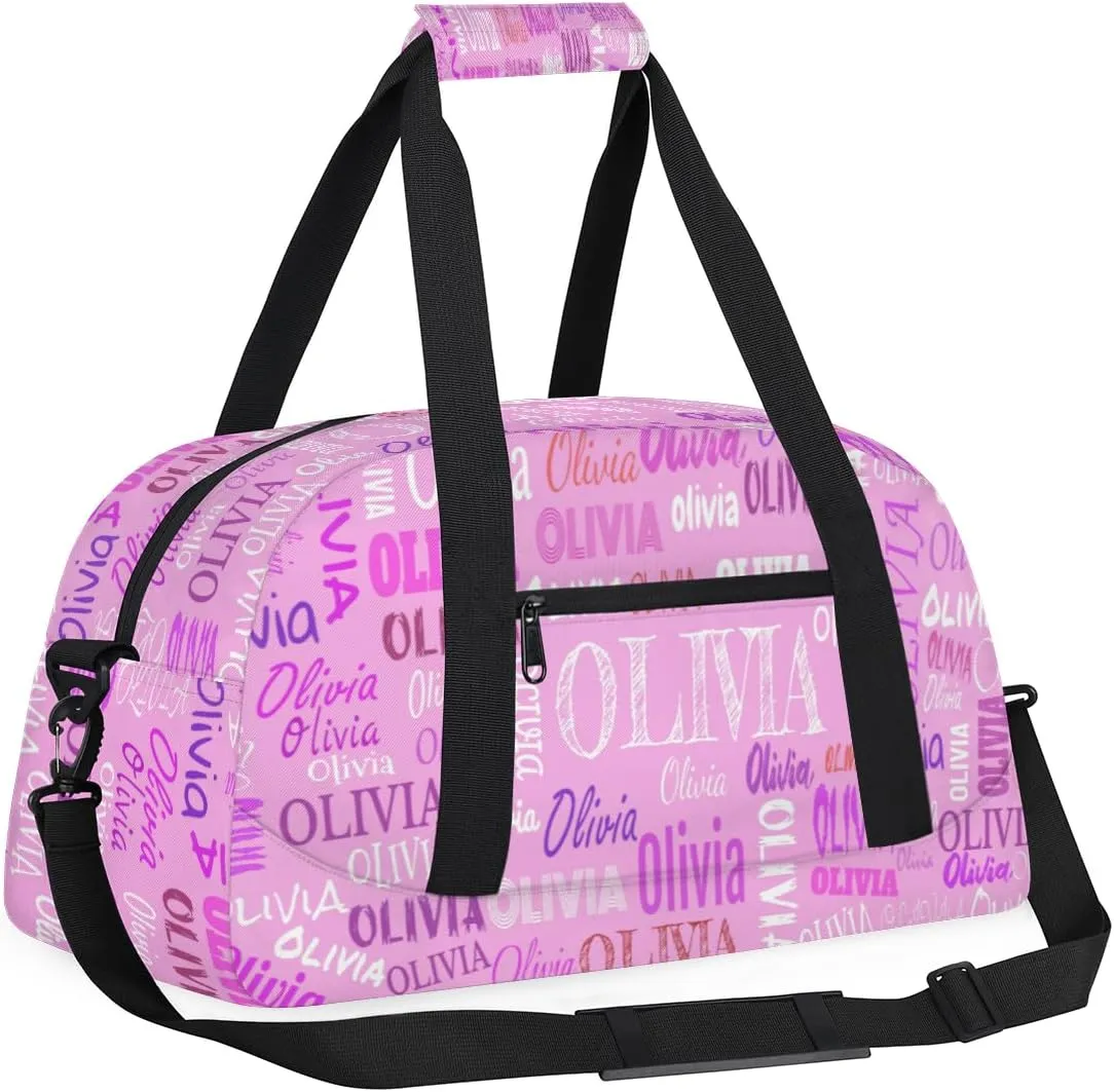 Custom Dance Ballet Duffle for Girls Pink, Personalized With Name - Overnight, Toddler, Gym Bag for Travel, Weekend, Sleepover