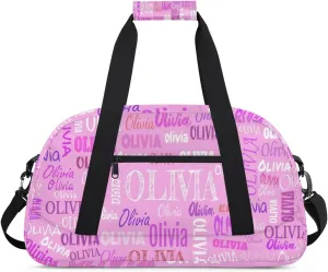Custom Dance Ballet Duffle for Girls Pink, Personalized With Name - Overnight, Toddler, Gym Bag for Travel, Weekend, Sleepover