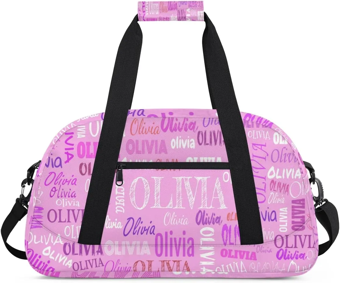 Custom Dance Ballet Duffle for Girls Pink, Personalized With Name - Overnight, Toddler, Gym Bag for Travel, Weekend, Sleepover