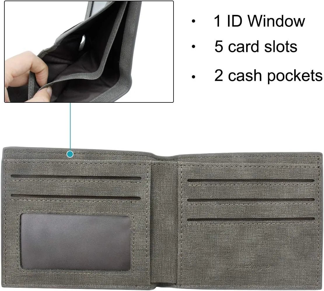 Custom Engraved Wallets Personalized Photo Leather Wallet Men,Husband,Dad,Son,Personalized Gifts (Gray)