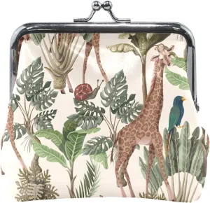 Custom Exotic Tree Animal Cute Coin Purse for Women Leather Animal Kiss Lock Change Bag Card Pouch