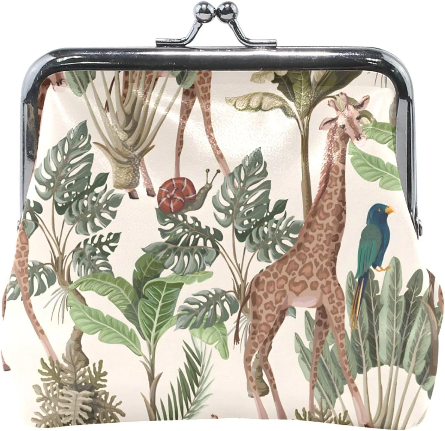 Custom Exotic Tree Animal Cute Coin Purse for Women Leather Animal Kiss Lock Change Bag Card Pouch