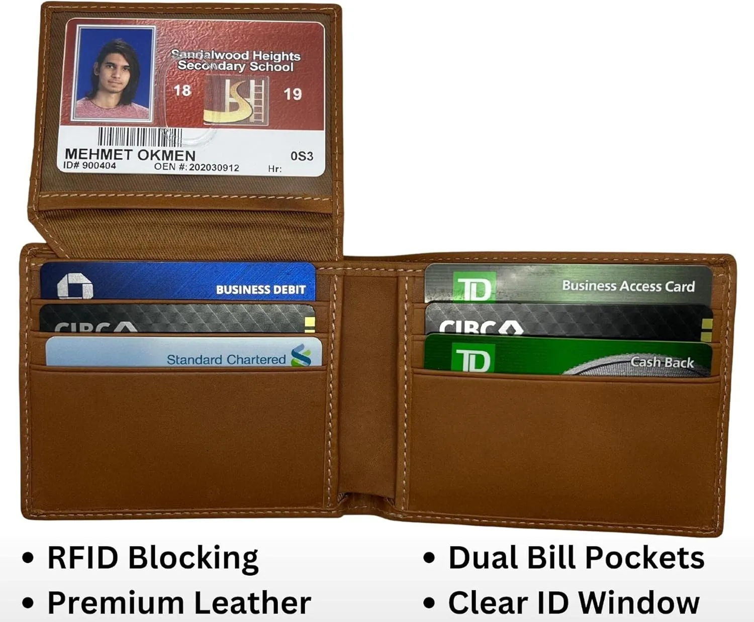 Custom Genuine Leather Wallet for Men, RFID Blocking Personalized Bifold Wallet with ID Window, Engraved Real Leather Wallet for Men with Gift Box (Brown)