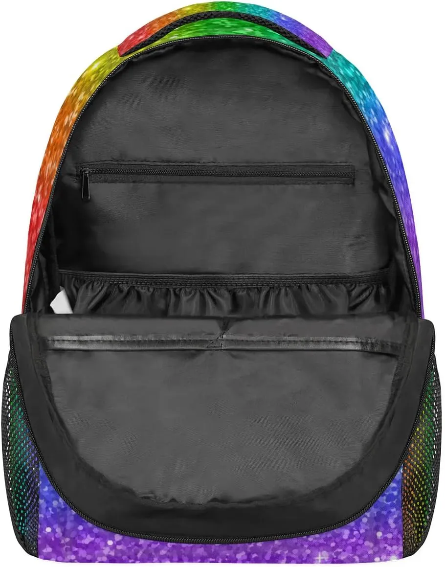 Custom Gym Backpack Name Large Capacity Athlete Shoulder Bags for Dance Competition, Colorful Bright Glittering Red Green Orange Purple Blue