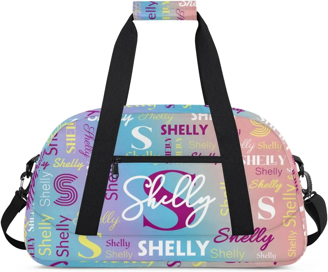 Custom Gym Bag for Women Men Personalized Sports Duffel Bag Waterproof Shoulder Weekender Bag Sports Travel Bag Light Rainbow Lightweight Carry on Training Bag