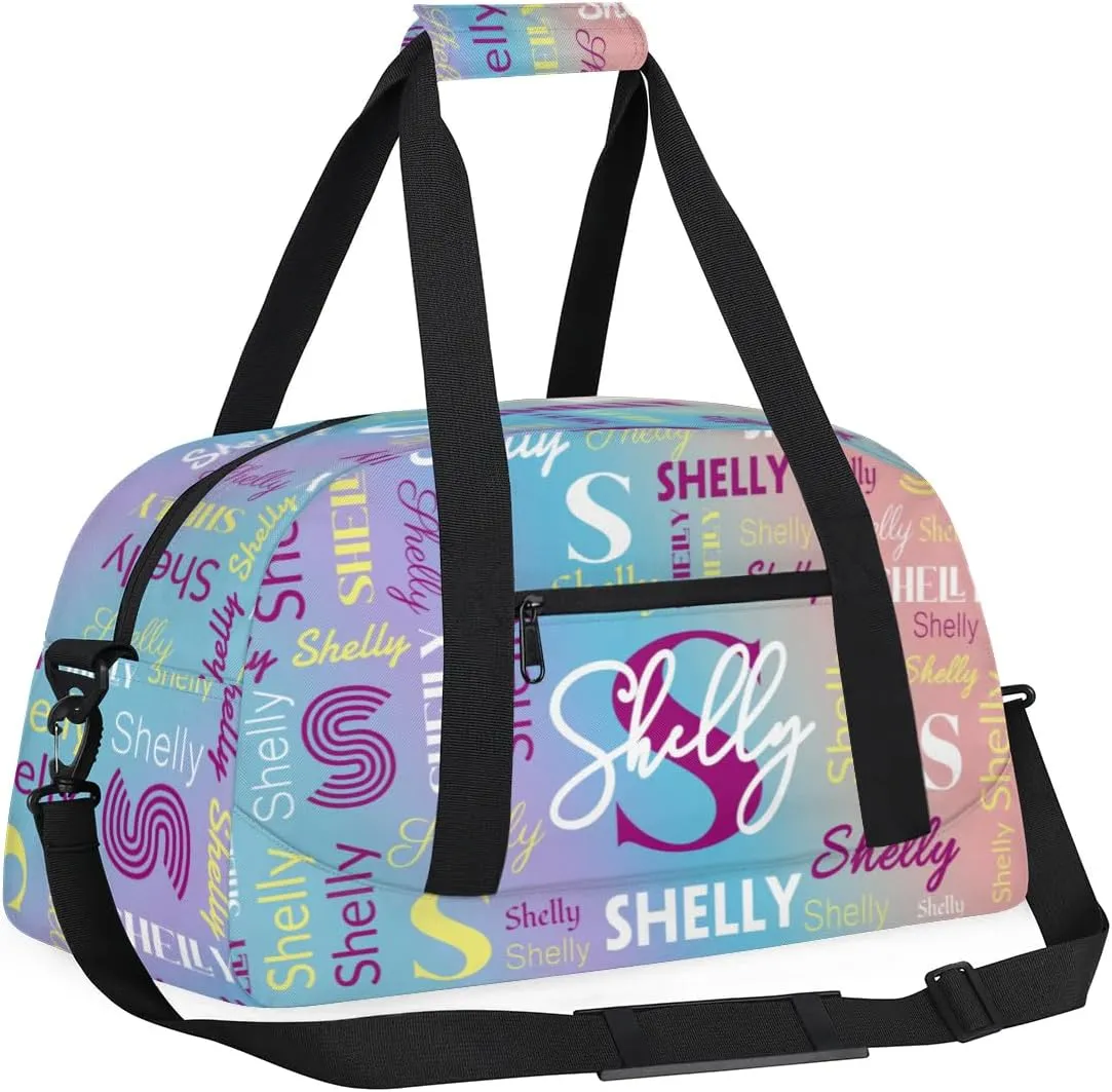 Custom Gym Bag for Women Men Personalized Sports Duffel Bag Waterproof Shoulder Weekender Bag Sports Travel Bag Light Rainbow Lightweight Carry on Training Bag