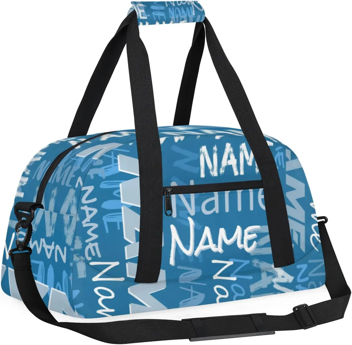 Custom Gym Bag, Personalized Sports Duffel Bag, Waterproof Lightweight Shoulder Weekender Bag, Travel Bag, Carry on Training Bag for Women Men Blue