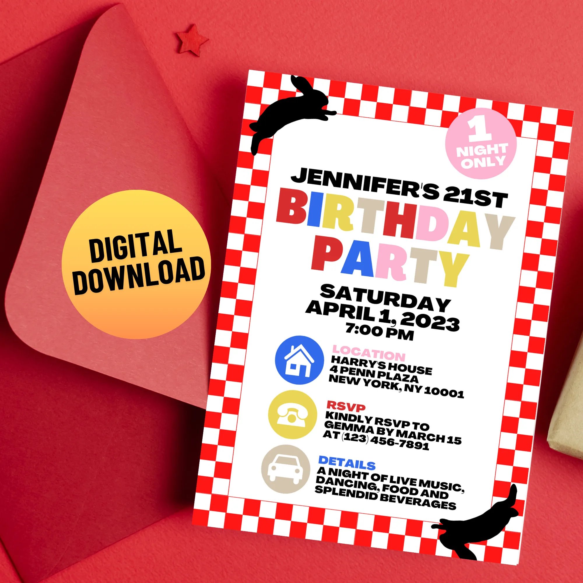 Custom Harry Love On Tour Birthday Party Printable Invitation (Digital Download)