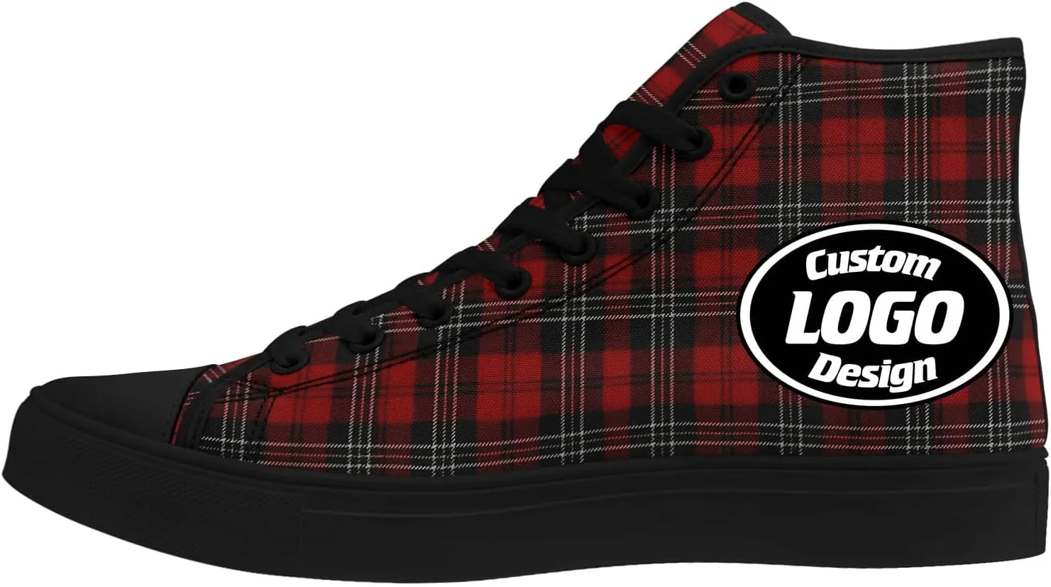 Custom High-Top Canvas Sneakers with Your Logo Image Name Words Trendy Casual Comfort Light Weight Fashion Daily Wear Shoes