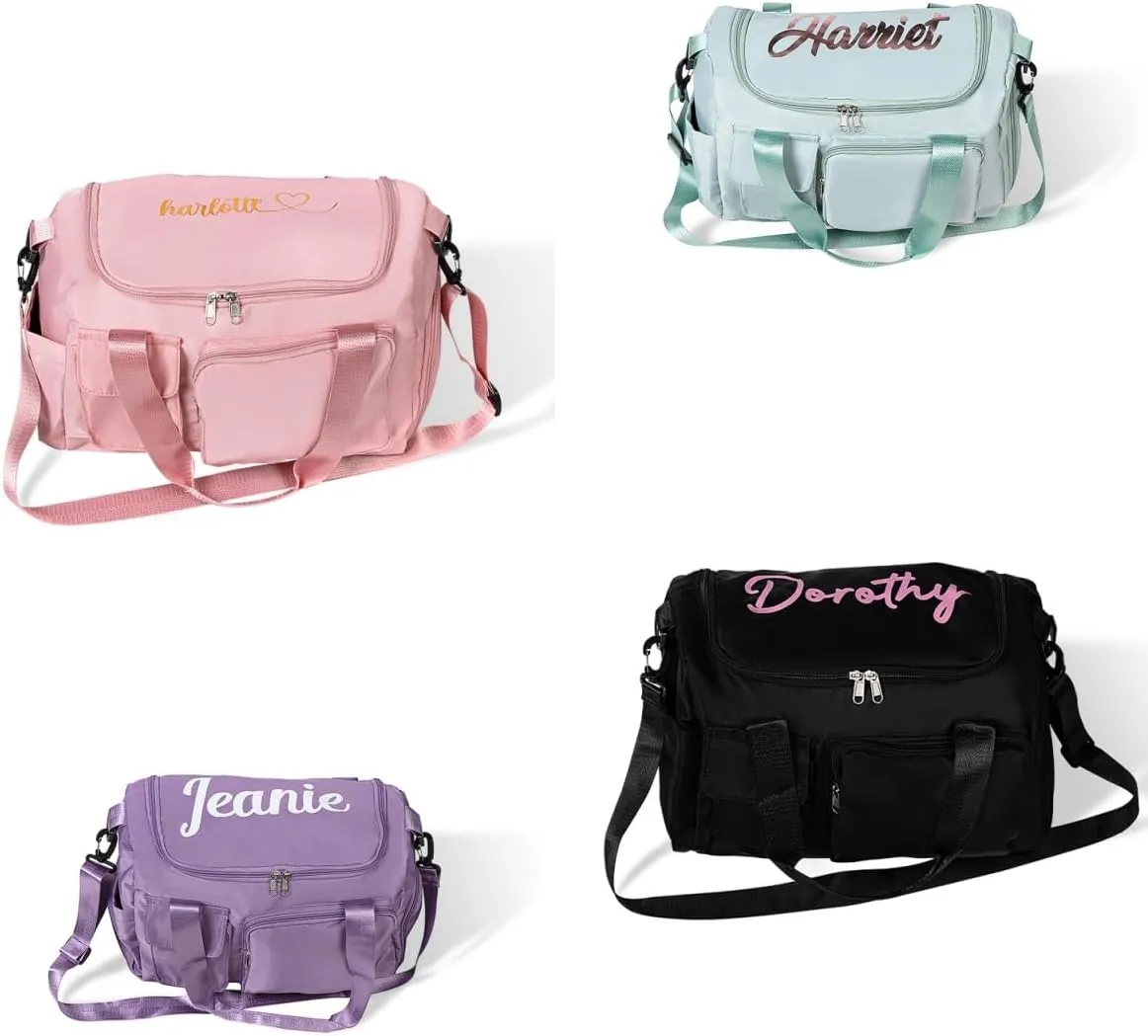 Custom Name Duffle weekend Bag Personalized Carry On Duffle Bag with Engraverd Name For Travel Waterproof Weekender Bag Birthday/Back to School/Weekend Gift for Her Girls