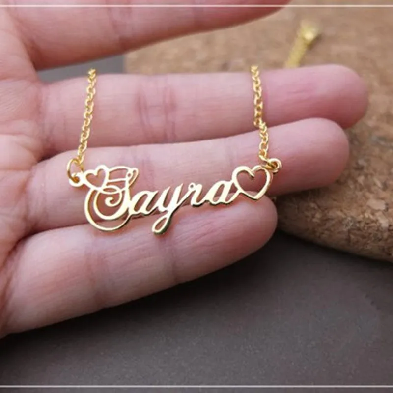 Custom Name Necklace with Tiny Heart