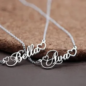 Custom Name Necklace with Tiny Heart