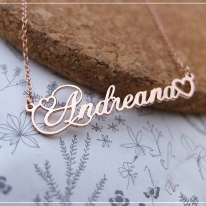 Custom Name Necklace with Tiny Heart