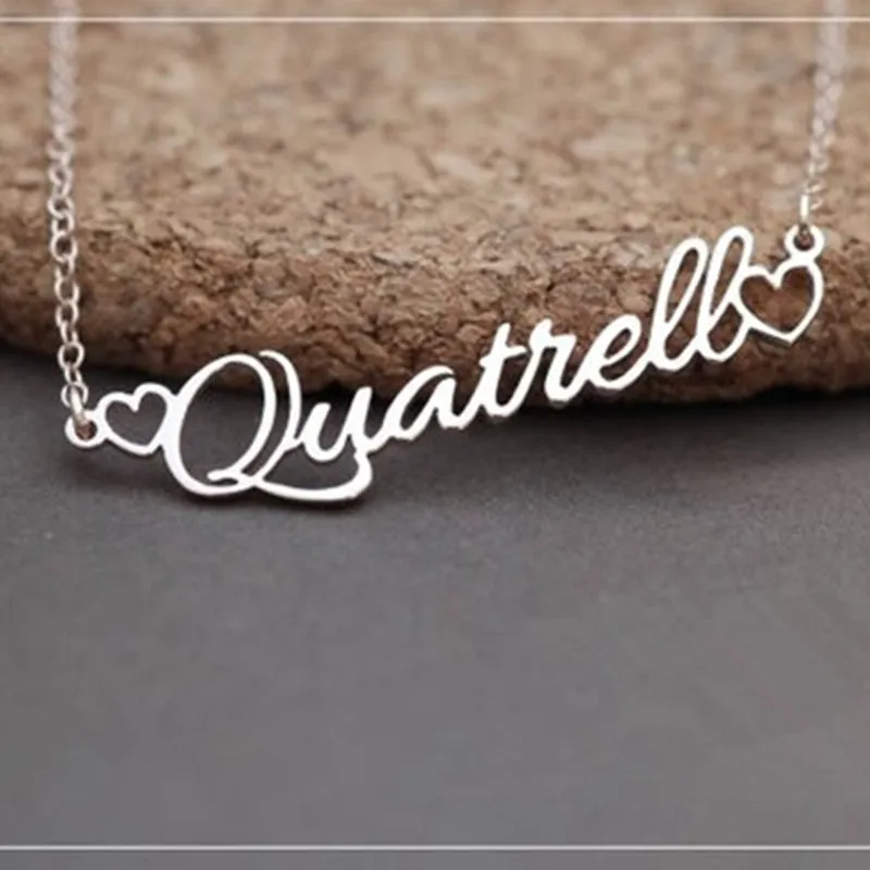 Custom Name Necklace with Tiny Heart