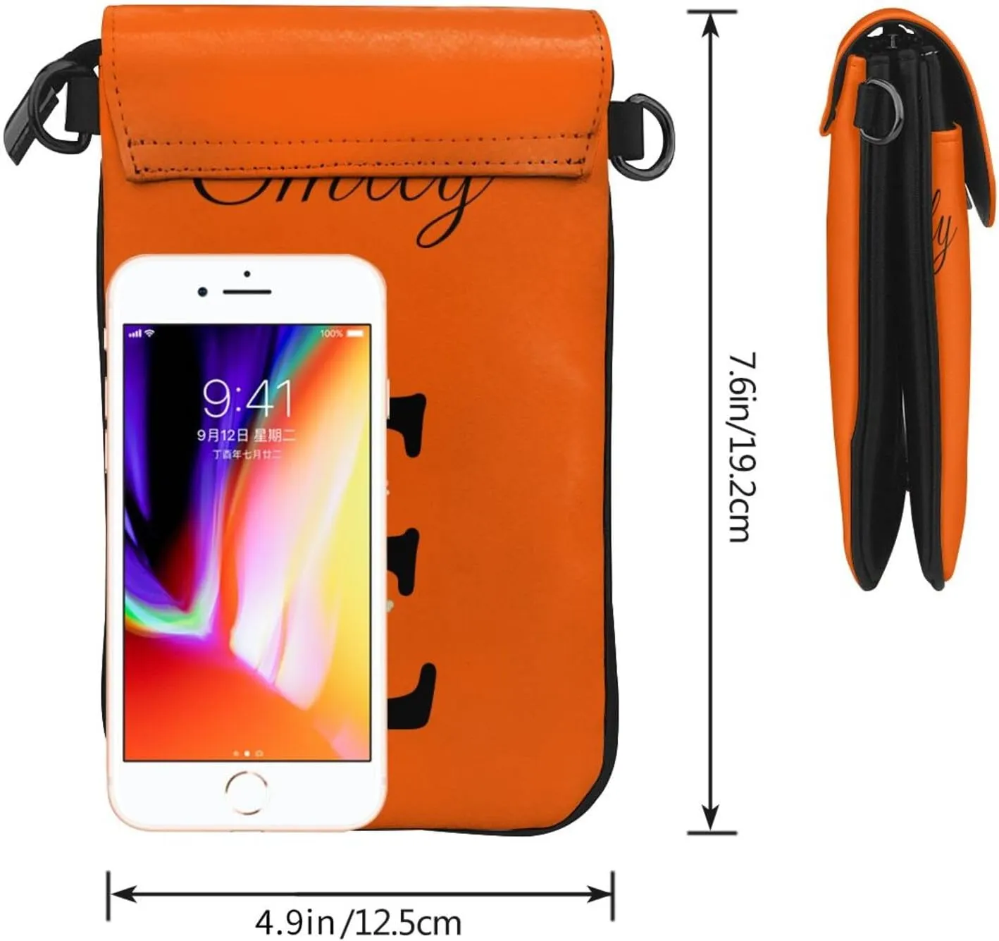 Custom Name Small Crossbody Cell Phone Bag for Women Personalized PU Leather Mini Shoulder Bag Wallet Cellphone Purse with Credit Card Slots and Adjustable Strap (E)