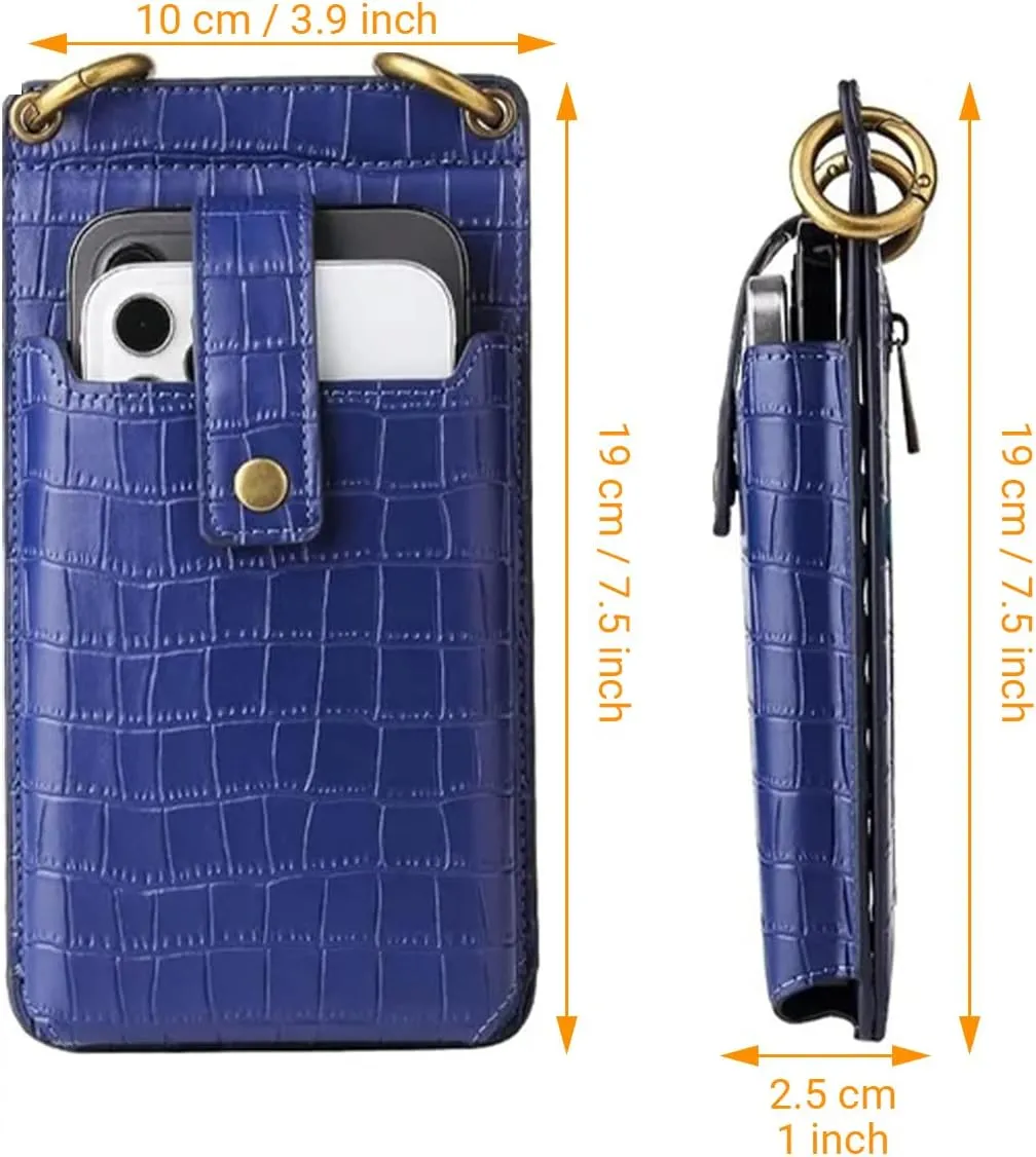 Custom Name Small Crossbody Cell Phone Purse for Women Personalized Initials Mini Wallet Bag with Card Slots Mirror, Black