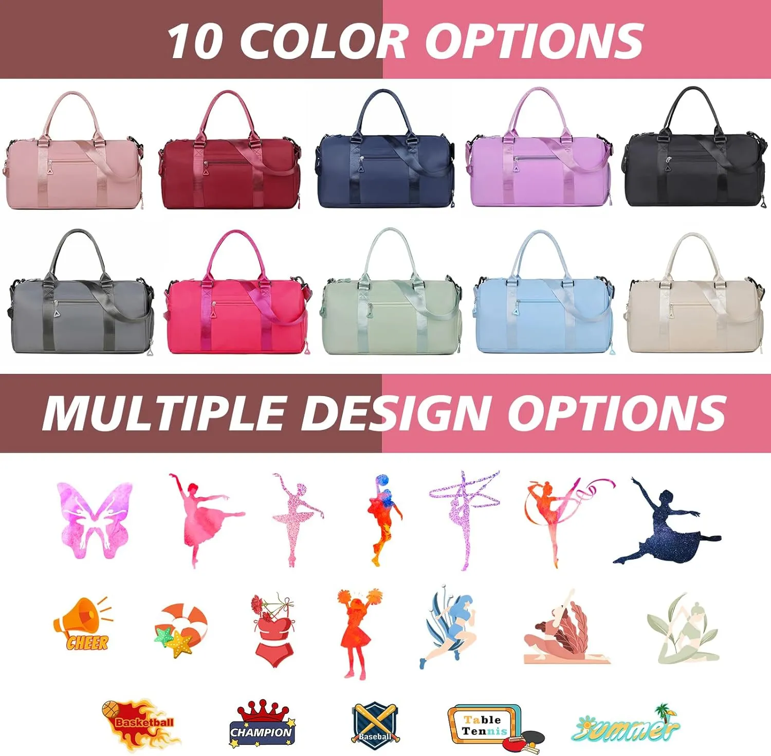 Custom Name Sports Bag,Personalized Duffel Bag with Embroidered Name,Overnight Travel Bag with Wet/Dry Pockets & Shoe Compartment