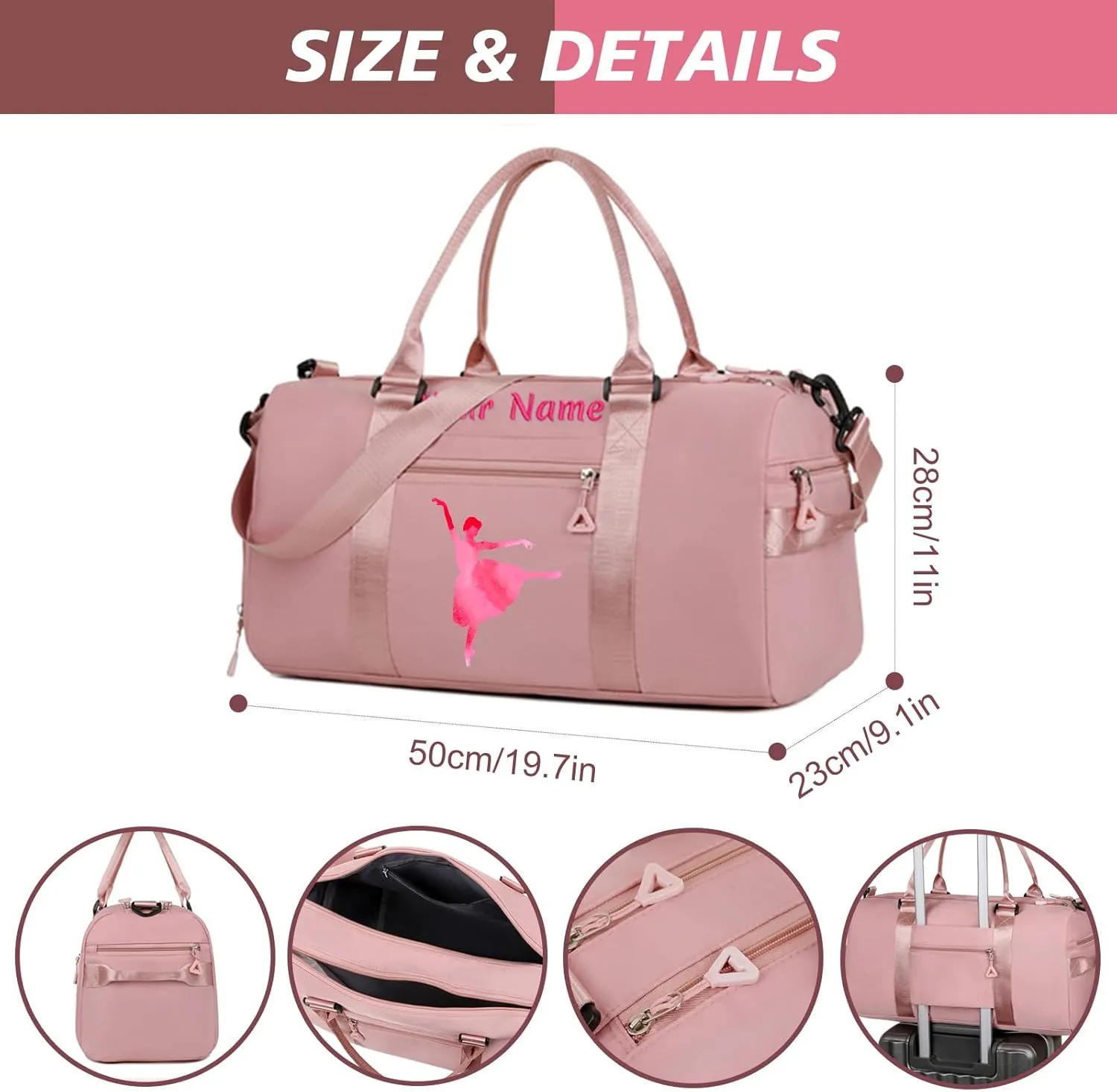 Custom Name Sports Bag,Personalized Duffel Bag with Embroidered Name,Overnight Travel Bag with Wet/Dry Pockets & Shoe Compartment