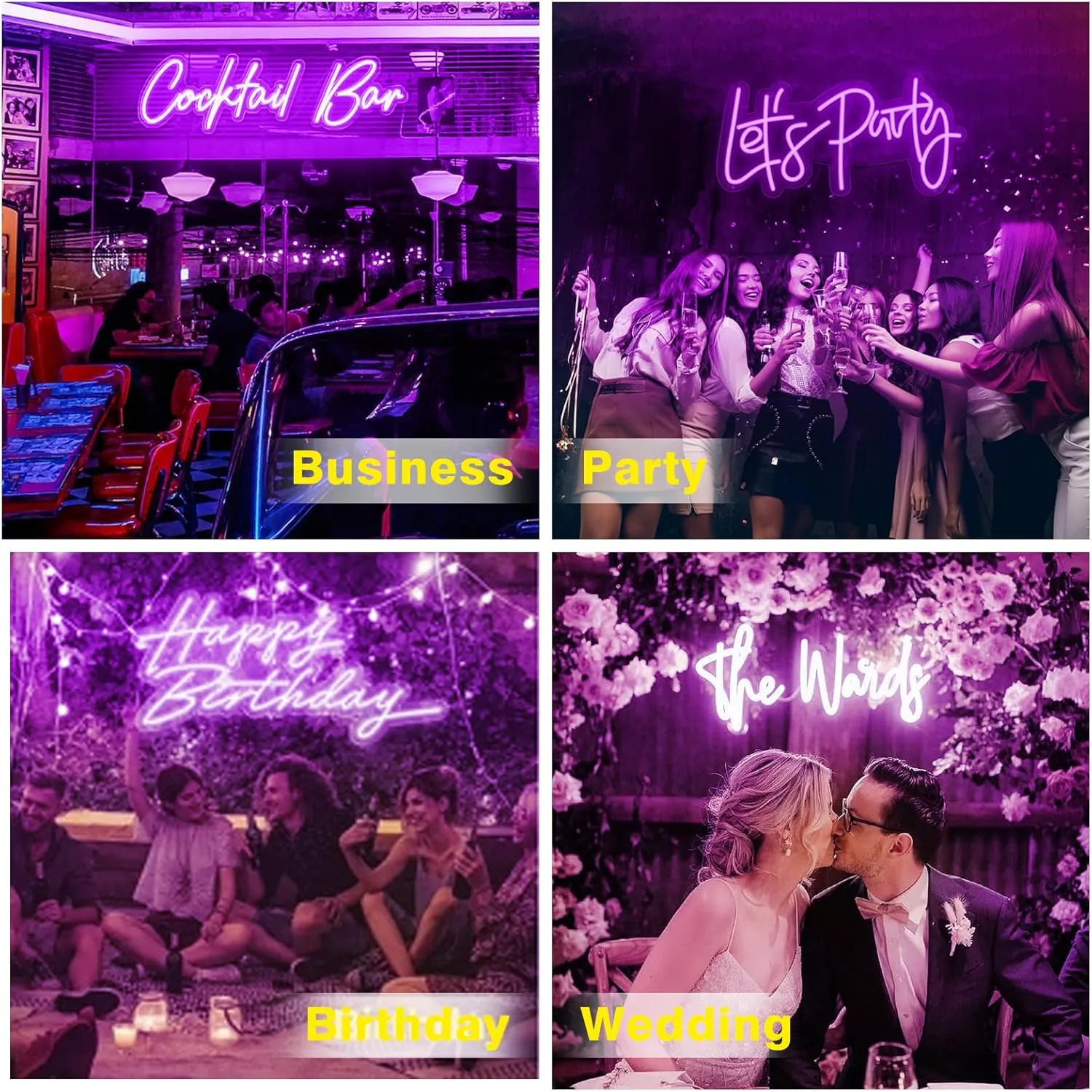 Custom Neon Sign Customizable, Personalized Large Neon Signs for Wall Decor, Led Lights for Bedroom,Customize Neon Name Sign Personalized for Business Bar Shop Logo Party (Purple)