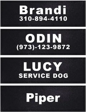 Custom Patch for Dog Vest Harness Customizable Text Personalized Patches with Hook Backing Name and Phone Number Service Dog in Training Emotional Support, Pack of 2, 6.3 x 2 in