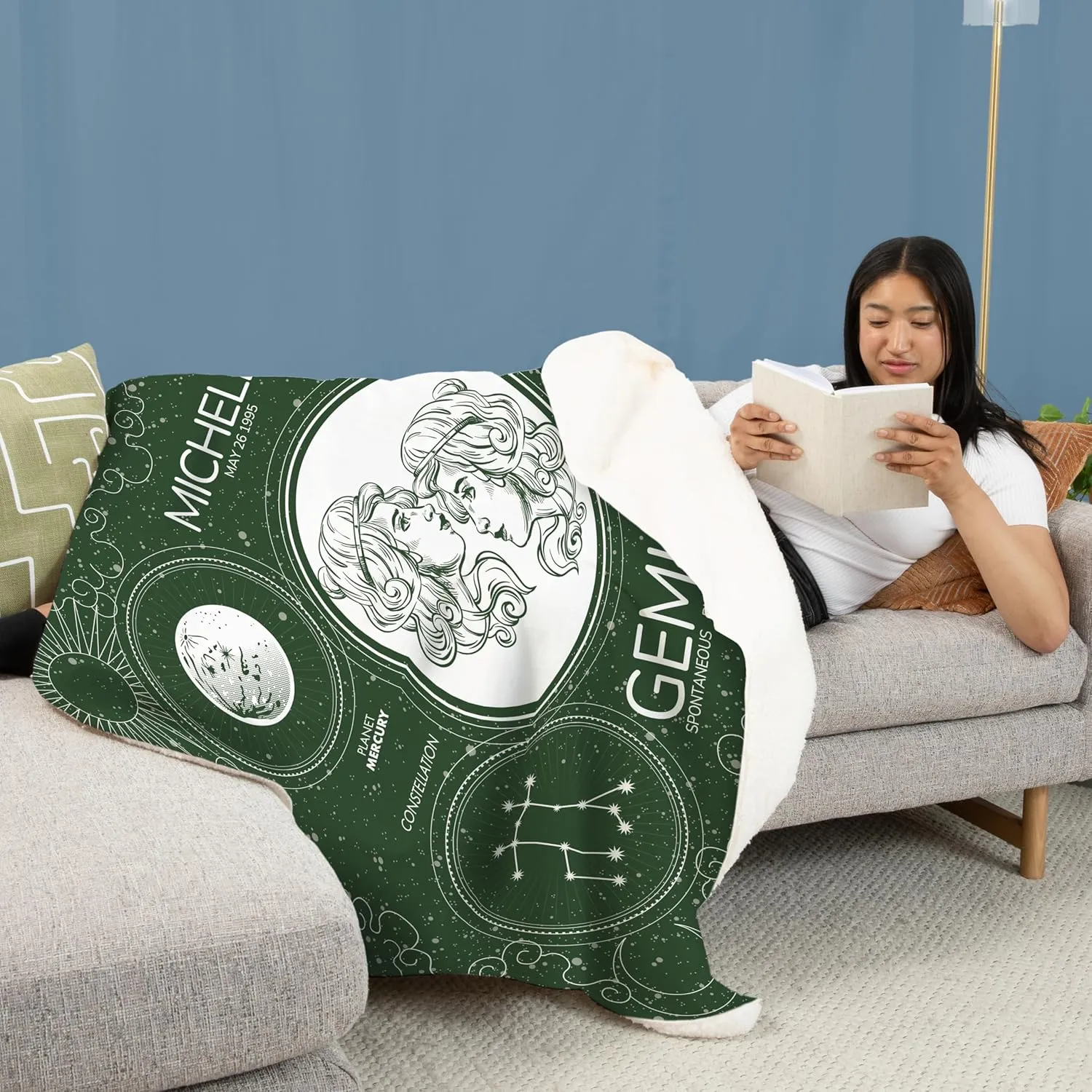 Custom Personalized Zodiac Blanket, Astrology Birthday Gift, Fully Customizable with Your Name, Unique Design with Zodiac Sign and Constellation, Soft Sherpa Fleece Material, 50"x60" Throw Blanket