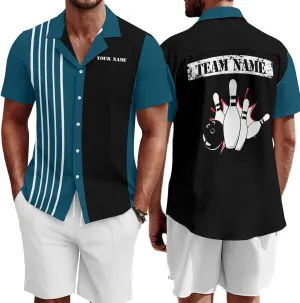 Custom Retro Bowling Shirts for Men, Vintage Short Sleeve Button Down Casual Shirts with Personalized Team Name