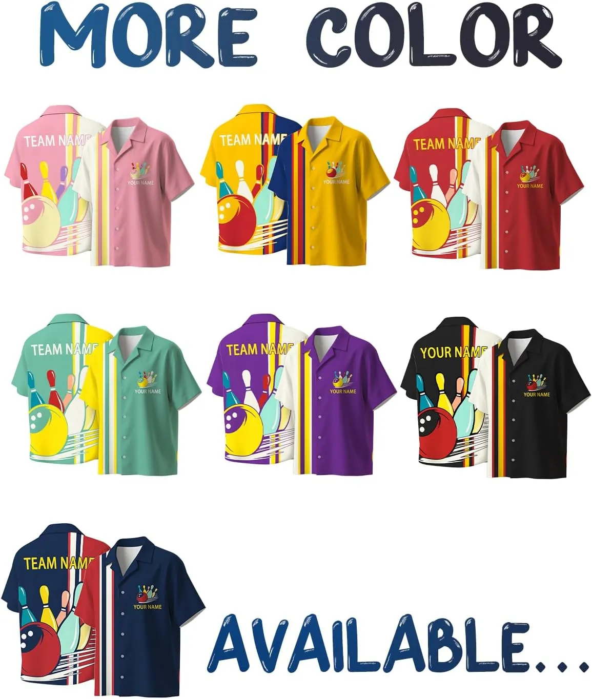 Custom Retro Button-Up Bowling Shirts for Men Women Personalized Team Name & Contrast Design Vintage Style for Bowling Teams