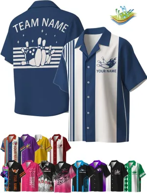 Custom Retro Button-Up Bowling Shirts for Men Women Personalized Team Name & Contrast Design Vintage Style for Bowling Teams