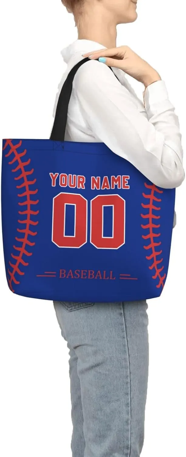 Custom Shoulder Bag Handbag,Personalized Custom Baseball Style Tote Bag,Large Shoulder Tote for Women Men Gift