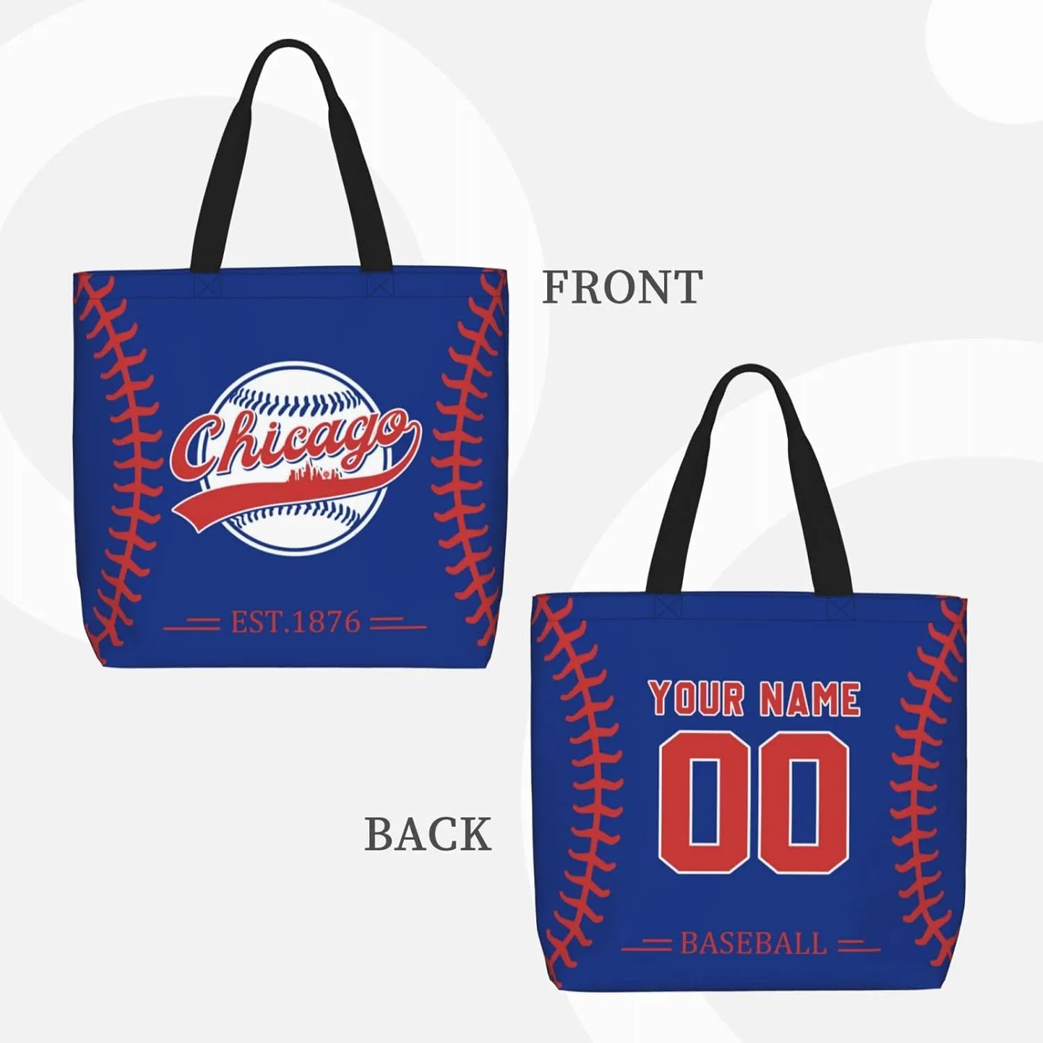 Custom Shoulder Bag Handbag,Personalized Custom Baseball Style Tote Bag,Large Shoulder Tote for Women Men Gift