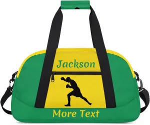 Custom Sport Duffel Bag for Boys, Personalized Kids Gym Bag, Overnight Weekender Bags for Teens, Travel Duffle Bag for Girls, Green Boxing