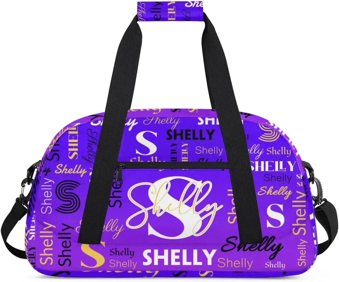 Custom Sport Duffel Bag, Small Gym Bag for Women Personalized Travel Duffle Bag Carry On Weekender Bag Overnight Tote Training Workout Bag Indigo Purple Gradient