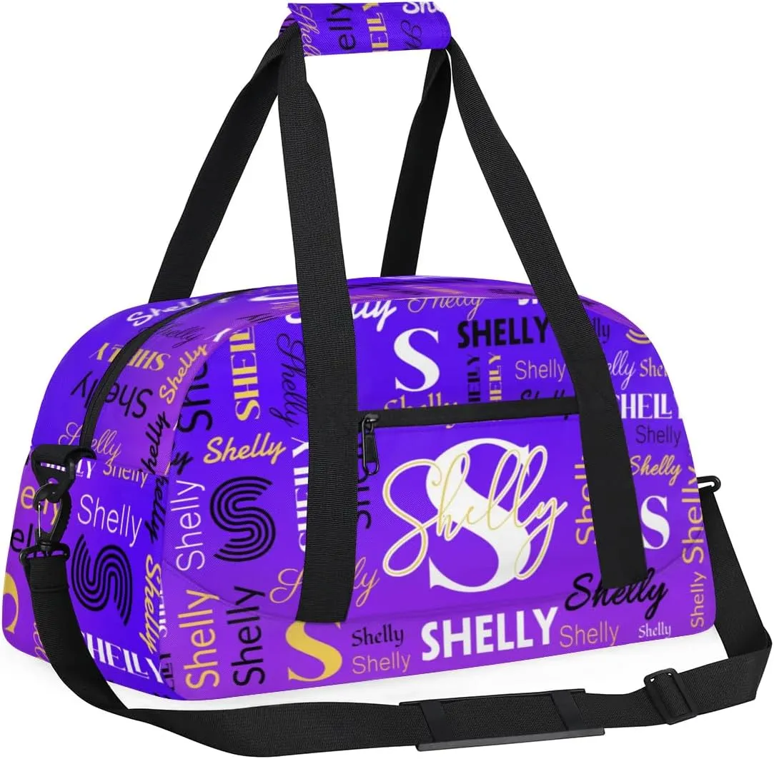 Custom Sport Duffel Bag, Small Gym Bag for Women Personalized Travel Duffle Bag Carry On Weekender Bag Overnight Tote Training Workout Bag Indigo Purple Gradient