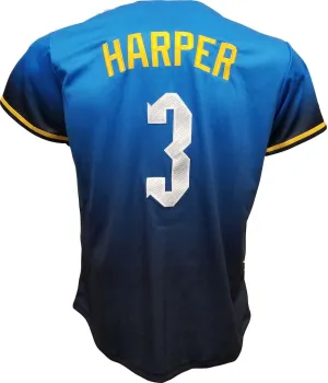 Custom Stitched Bryce Harper Blue City Jersey Adult Size Small