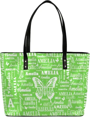 Custom Women Tote Bag with Zipper for Grils, Butterfly Design Personalized Shoulder Bag Casual Handbags