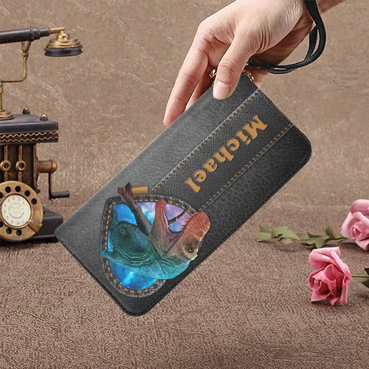 Custom Women's Gift Clutch Purse Wallet, Personalized Animal Women's Clutch Purse Wallet
