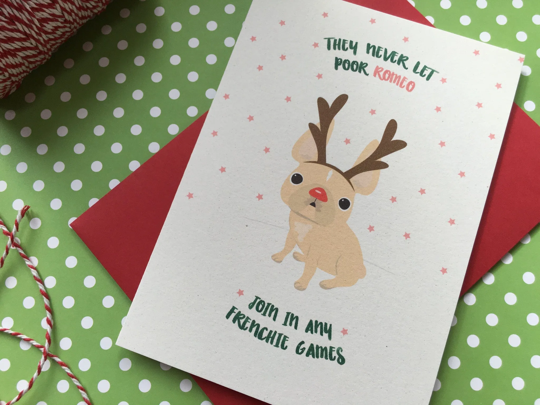 CUSTOMIZABLE Frenchie Rudolph French Bulldog Holiday Card