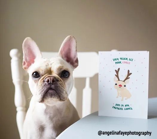 CUSTOMIZABLE Frenchie Rudolph French Bulldog Holiday Card