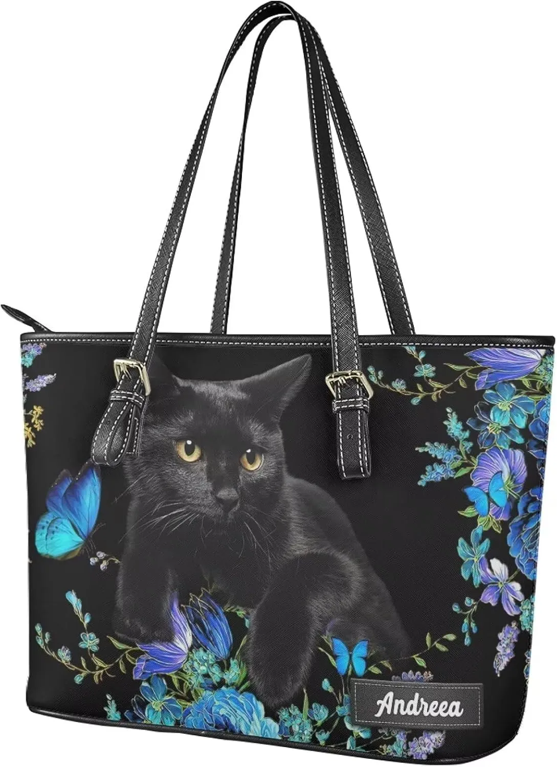 Customizable Name Women Tote Purse and Wallet 2PCS Custom Animals Tote Bag and Wallet for Christmas Gift for Women