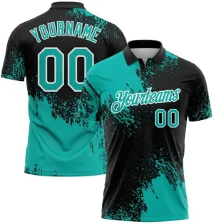 Customizable Team Name, Custom Jersey, Gold Black-White 3D Pattern Design Abstract Brush Stroke