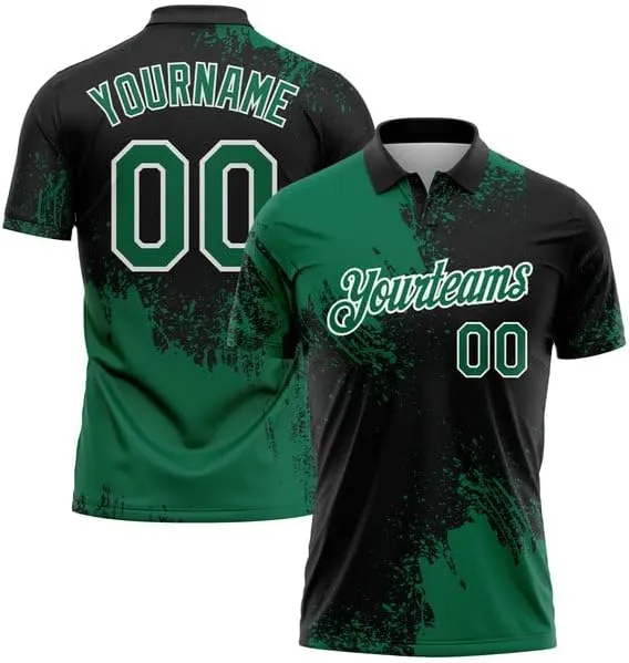 Customizable Team Name, Custom Jersey, Gold Black-White 3D Pattern Design Abstract Brush Stroke